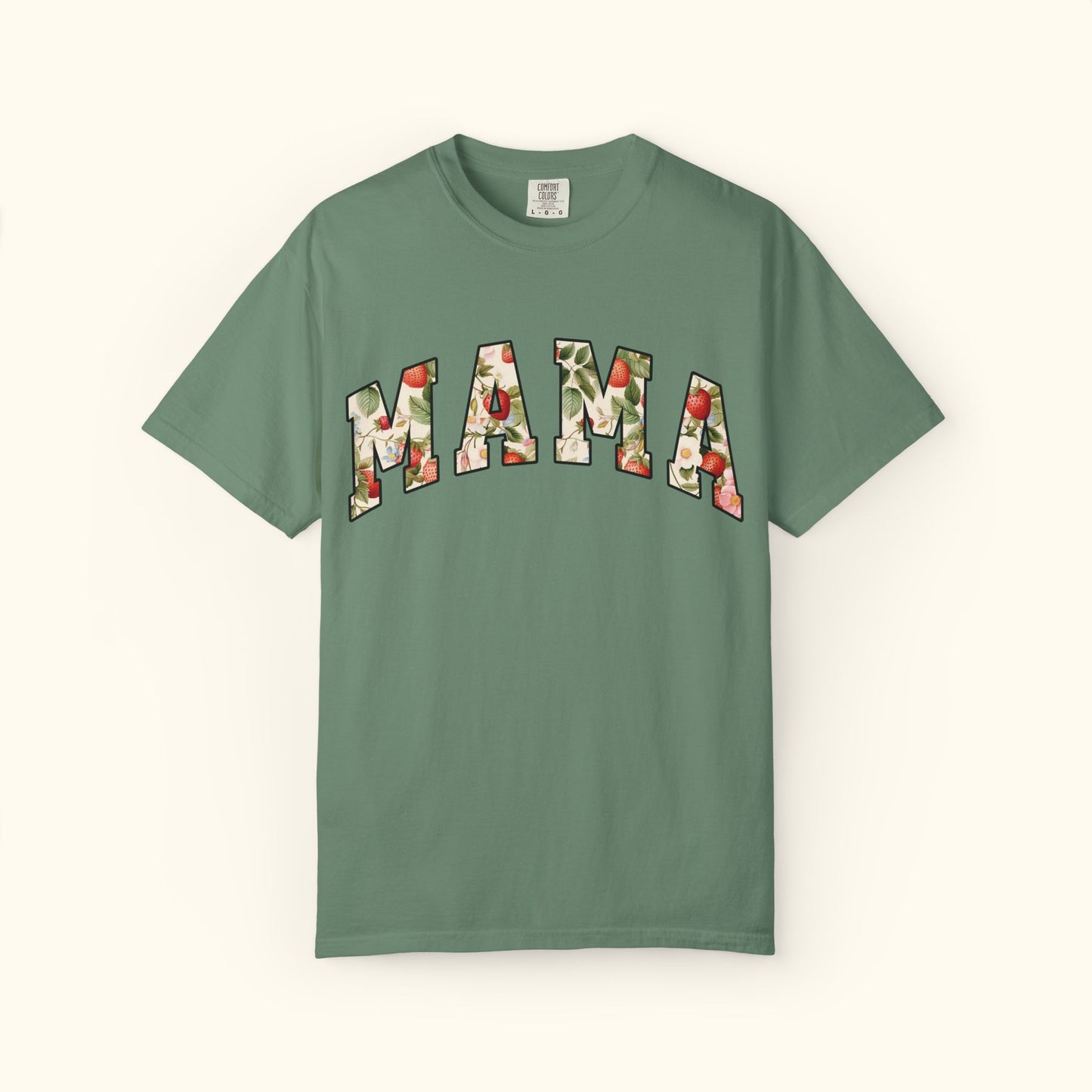 Comfort Colors® Floral Mama T-Shirt | Strawberry Fruit Mom Shirt | Mothers Day Gift for Moms | Unisex Tee | Mama Fruit Shirt