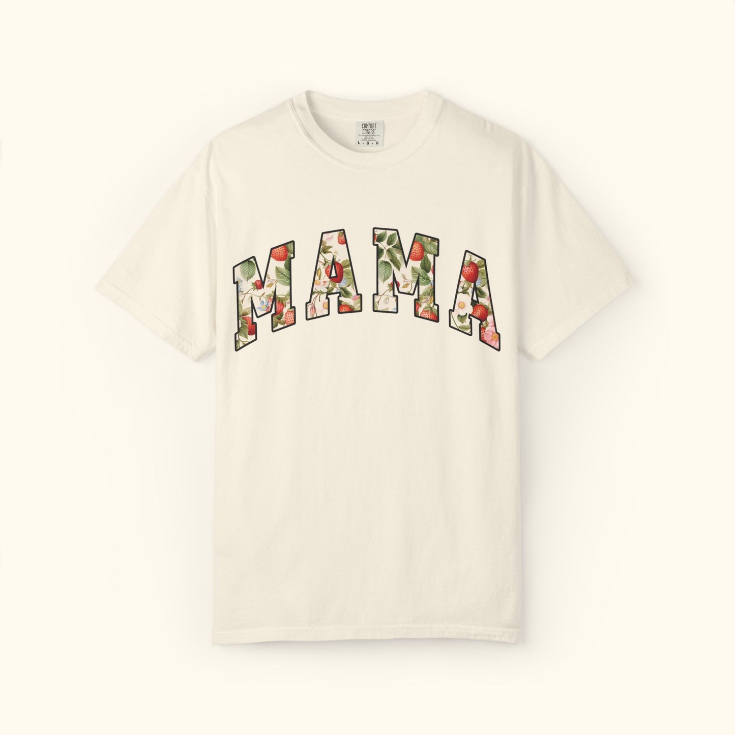 Comfort Colors® Floral Mama T-Shirt | Strawberry Fruit Mom Shirt | Mothers Day Gift for Moms | Unisex Tee | Mama Fruit Shirt