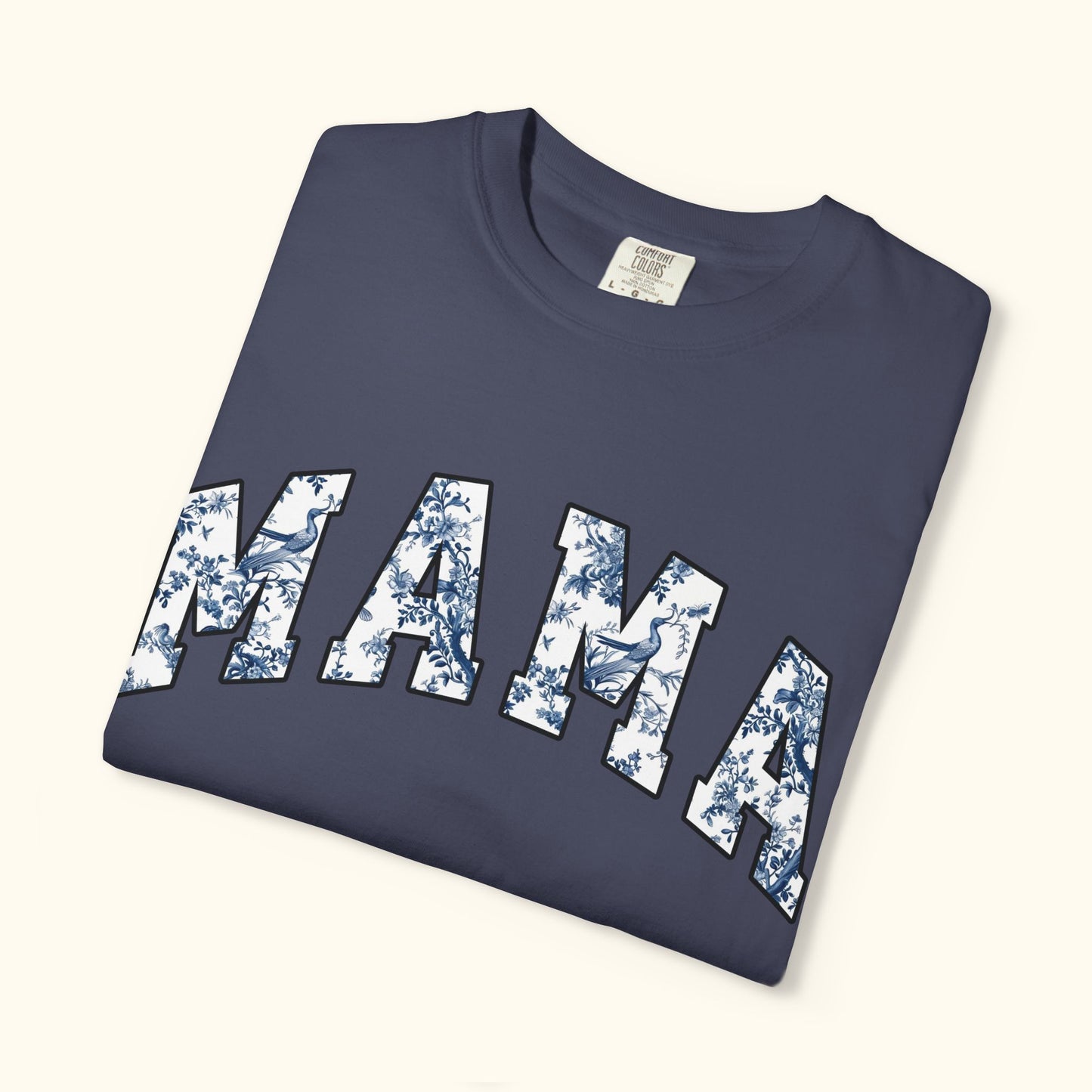 Comfort Colors® Floral Mama T-Shirt | Blue White Mama Graphic Tee | Mothers Day Gift for Mom | Casual Unisex Mom Shirt | Cute Fashion Top