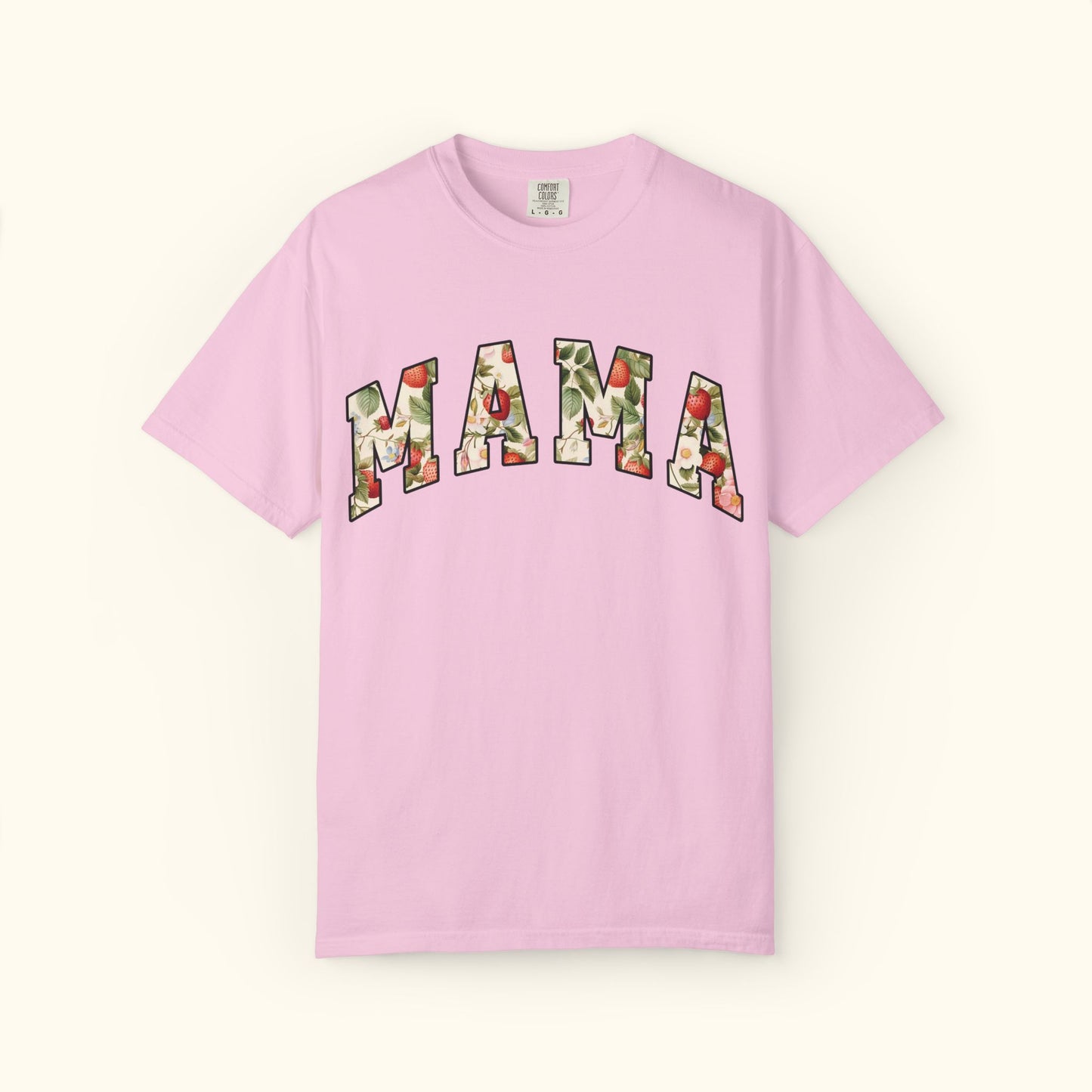 Comfort Colors® Floral Mama T-Shirt | Strawberry Fruit Mom Shirt | Mothers Day Gift for Moms | Unisex Tee | Mama Fruit Shirt
