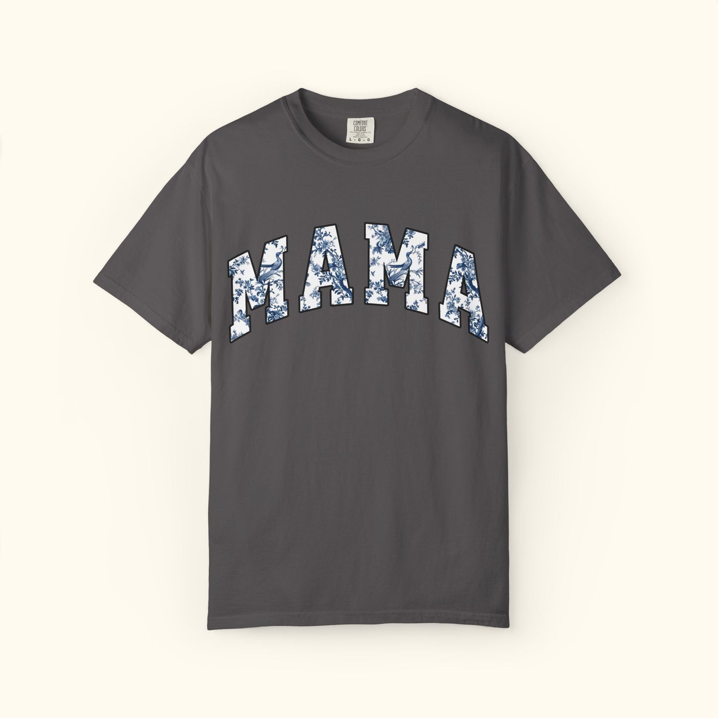 Comfort Colors® Floral Mama T-Shirt | Blue White Mama Graphic Tee | Mothers Day Gift for Mom | Casual Unisex Mom Shirt | Cute Fashion Top