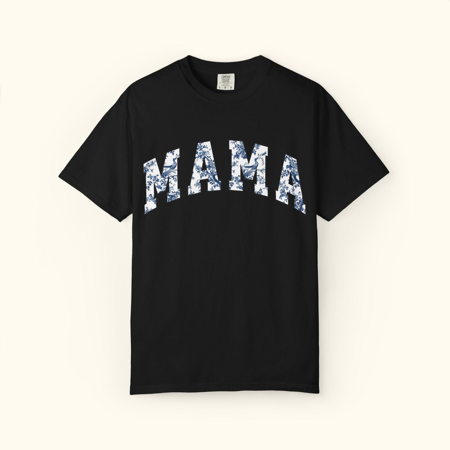 Comfort Colors® Floral Mama T-Shirt | Blue White Mama Graphic Tee | Mothers Day Gift for Mom | Casual Unisex Mom Shirt | Cute Fashion Top