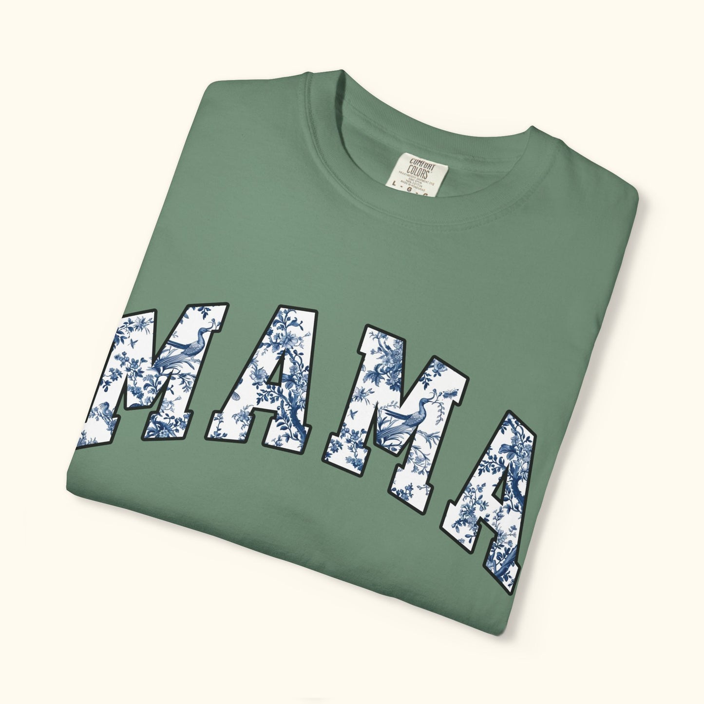 Comfort Colors® Floral Mama T-Shirt | Blue White Mama Graphic Tee | Mothers Day Gift for Mom | Casual Unisex Mom Shirt | Cute Fashion Top