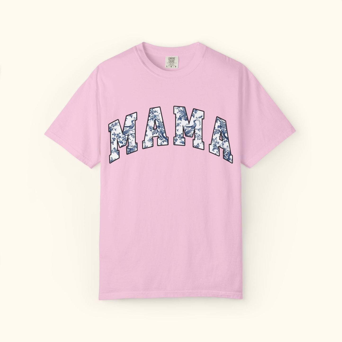Comfort Colors® Floral Mama T-Shirt | Blue White Mama Graphic Tee | Mothers Day Gift for Mom | Casual Unisex Mom Shirt | Cute Fashion Top