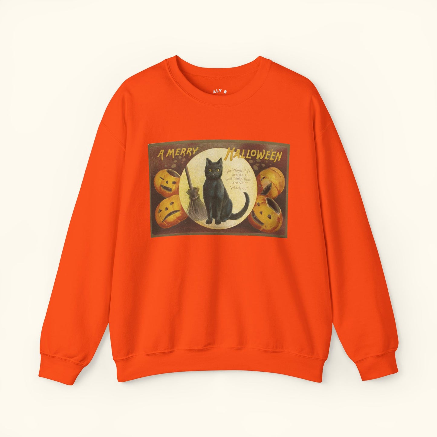 Vintage Halloween Cat Sweatshirt | Cozy Fall Apparel | Unisex Sweater for Halloween | Cat Lover Gift | Festive Crewneck