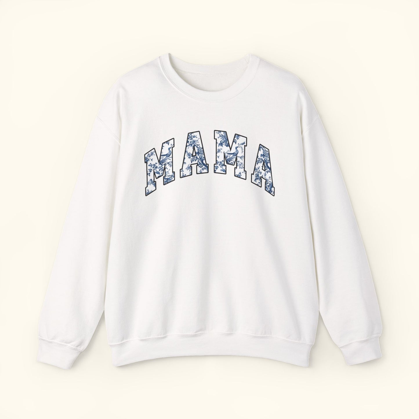 Mama Floral Crewneck Sweatshirt | Blue White Mama Print Sweater | Cozy Mom Gift for Mothers Day | Family Matching Outfit | Unisex Top