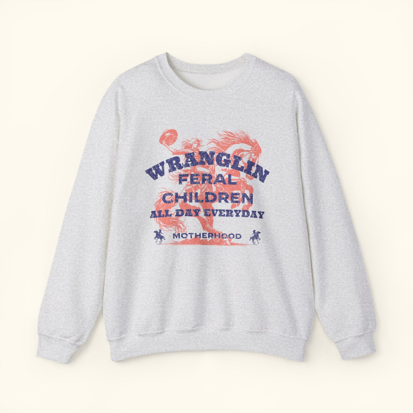 Wrangling Feral Children Sweatshirt | Cozy Gifting for Moms | Perfect for Family Gatherings | Motherhood Celebrations | Unisex Crewneck