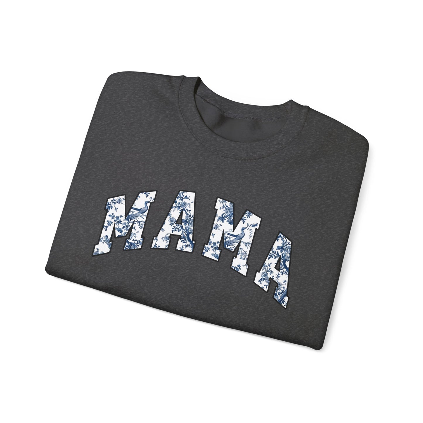 Mama Floral Crewneck Sweatshirt | Blue White Mama Print Sweater | Cozy Mom Gift for Mothers Day | Family Matching Outfit | Unisex Top
