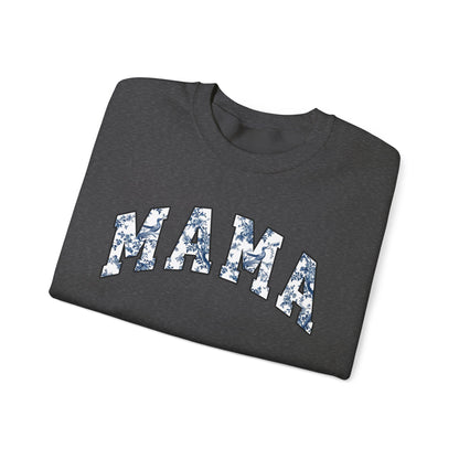 Mama Floral Crewneck Sweatshirt | Blue White Mama Print Sweater | Cozy Mom Gift for Mothers Day | Family Matching Outfit | Unisex Top
