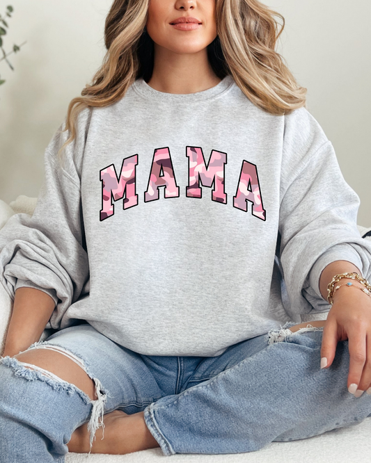 Mama Sweatshirt | Pink Camo Mama Print Crewneck |Unisex Mom Sweater | Mothers Day Gift for Moms | Casual Comfort Wear | Family Outfit