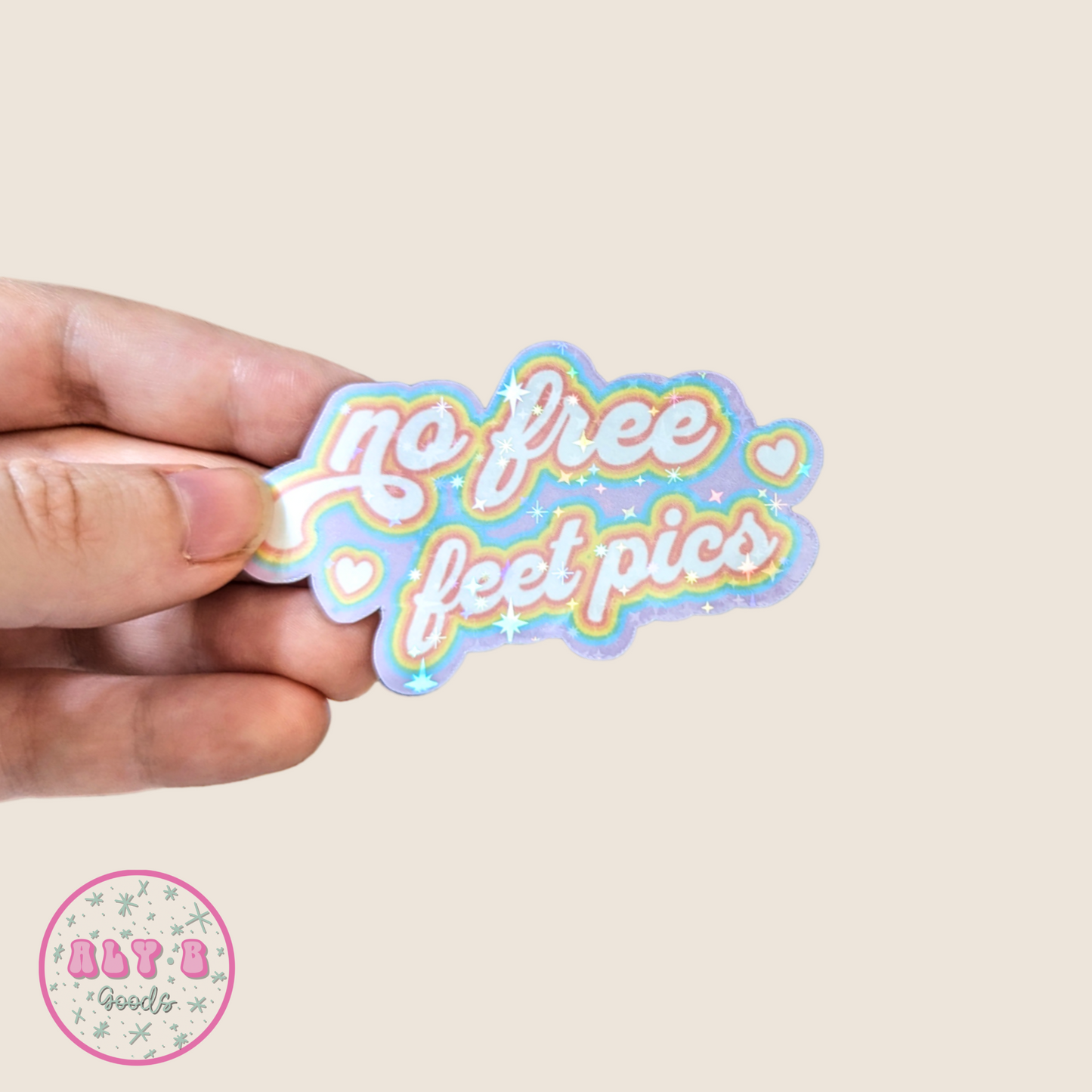 No Free Feet Pics Holographic Sticker