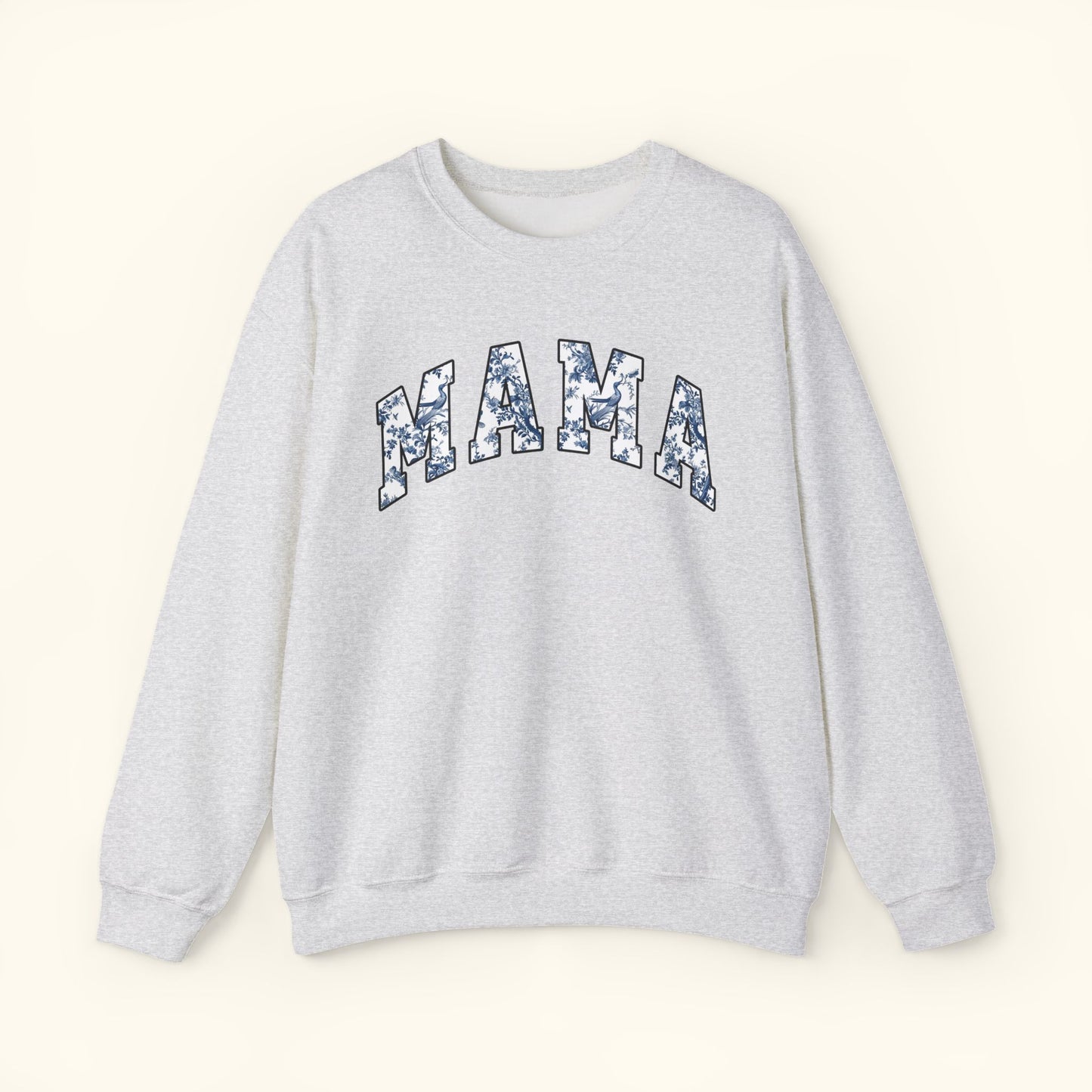 Mama Floral Crewneck Sweatshirt | Blue White Mama Print Sweater | Cozy Mom Gift for Mothers Day | Family Matching Outfit | Unisex Top