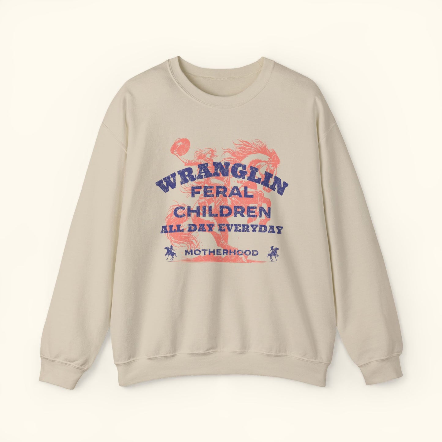 Wrangling Feral Children Sweatshirt | Cozy Gifting for Moms | Perfect for Family Gatherings | Motherhood Celebrations | Unisex Crewneck