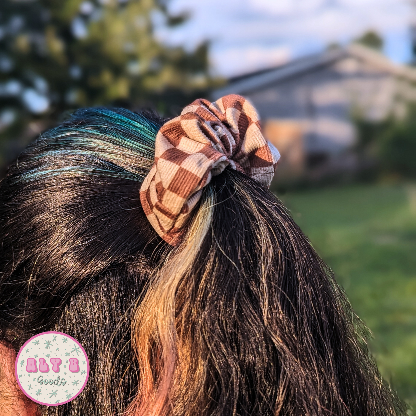 Velvet Checkered Scrunchie