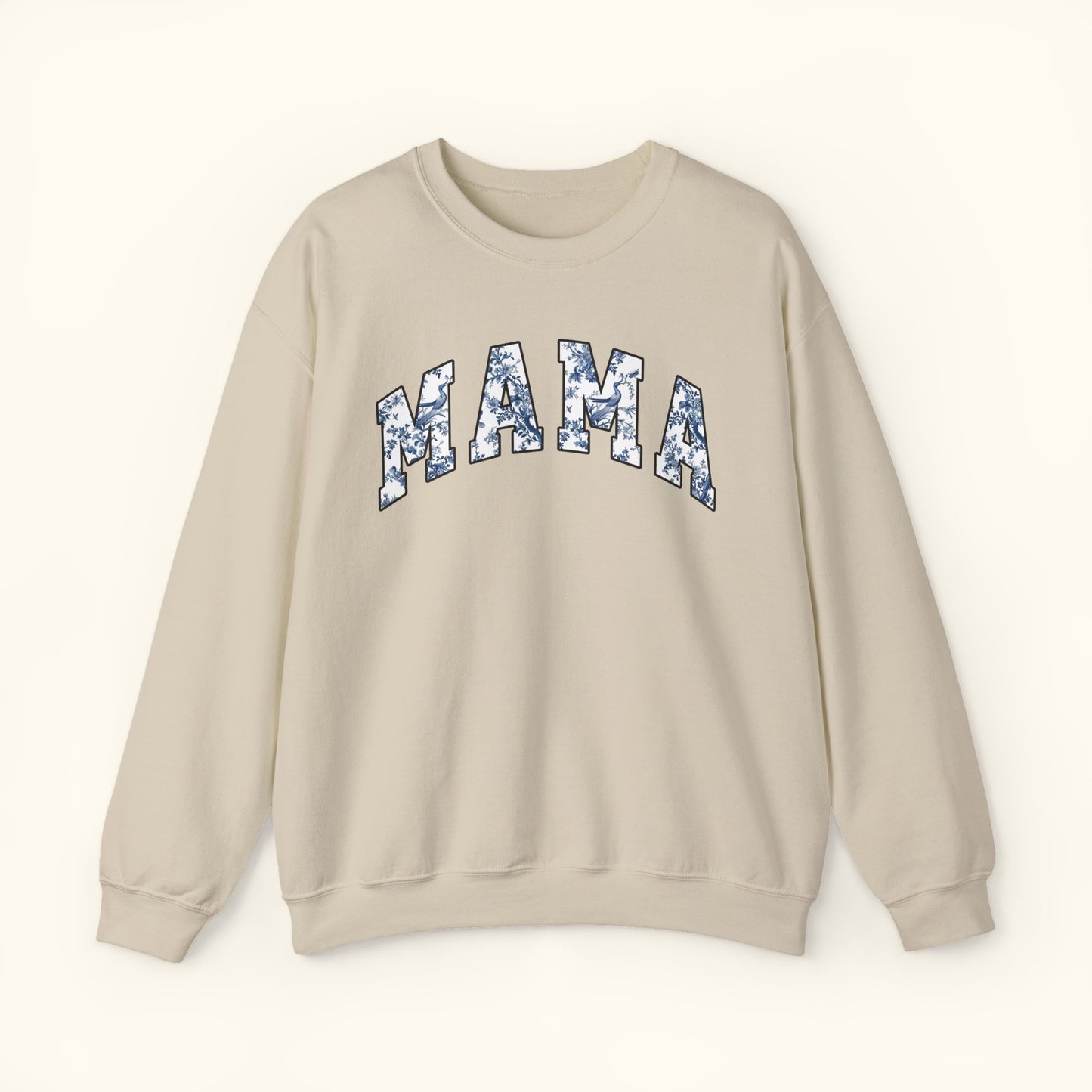 Mama Floral Crewneck Sweatshirt | Blue White Mama Print Sweater | Cozy Mom Gift for Mothers Day | Family Matching Outfit | Unisex Top