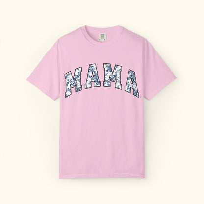 Comfort Colors® Floral Mama T-Shirt | Blue White Mama Graphic Tee | Mothers Day Gift for Mom | Casual Unisex Mom Shirt | Cute Fashion Top